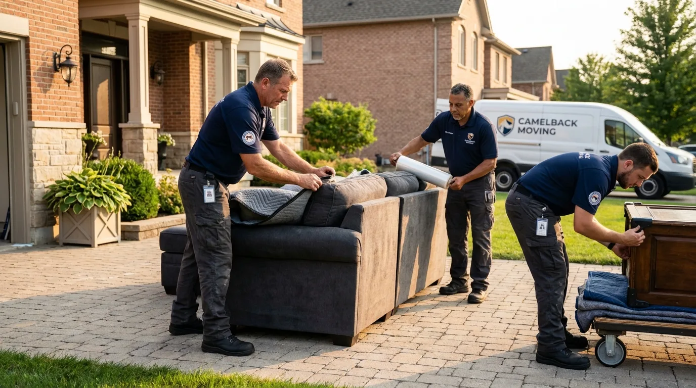 Large estate moving crew wrapping furniture in Columbia, LA